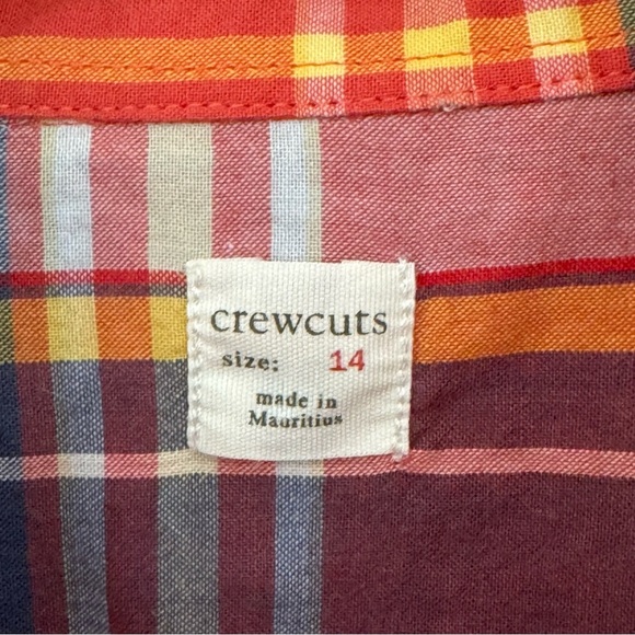 CREWCUTS 100% Cotton Red Plaid Short Sleeve Button Up Shirt Size 14 - Picture 3 of 11